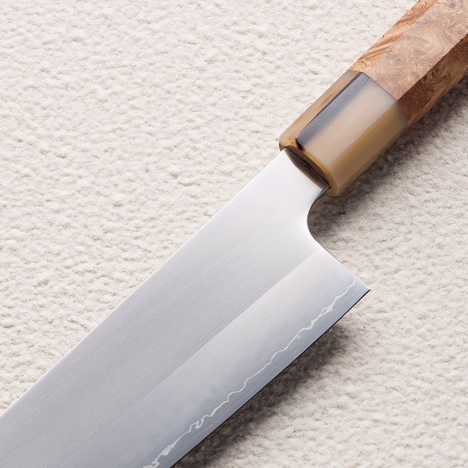 Satin ZDP-189 Gyuto Knife with Maple Burl & Buffalo Horn Handle 枫木瘤牛角zdp砂光厨房刀(牛刀)