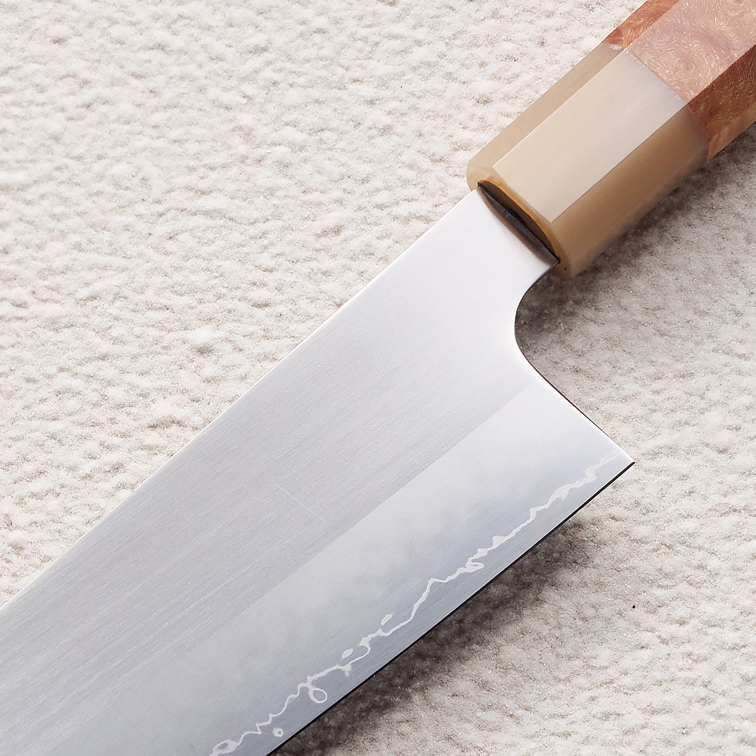 Satin ZDP-189 Santoku Knife with Maple Burl & Buffalo Horn Handle 枫木瘤牛角+zdp砂光厨房刀(三德)
