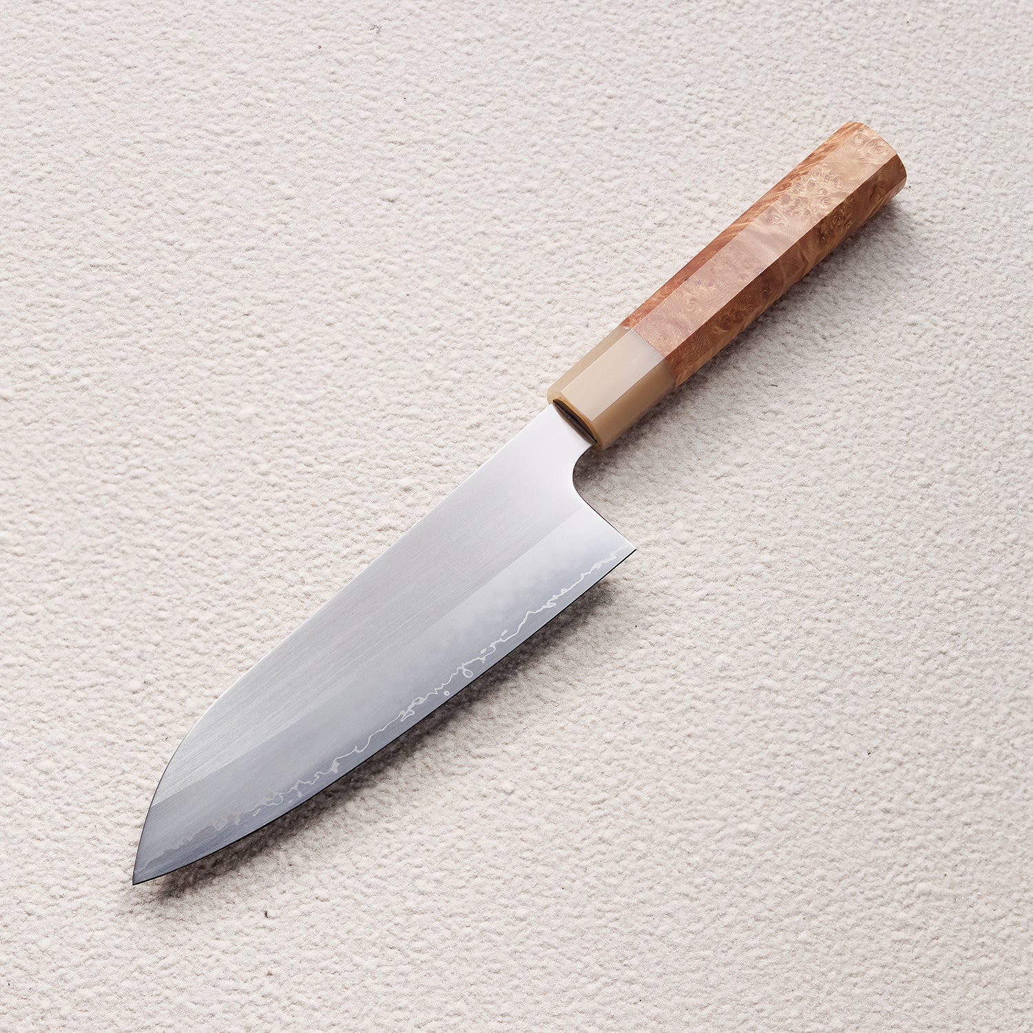 Satin ZDP-189 Santoku Knife with Maple Burl & Buffalo Horn Handle 枫木瘤牛角+zdp砂光厨房刀(三德)