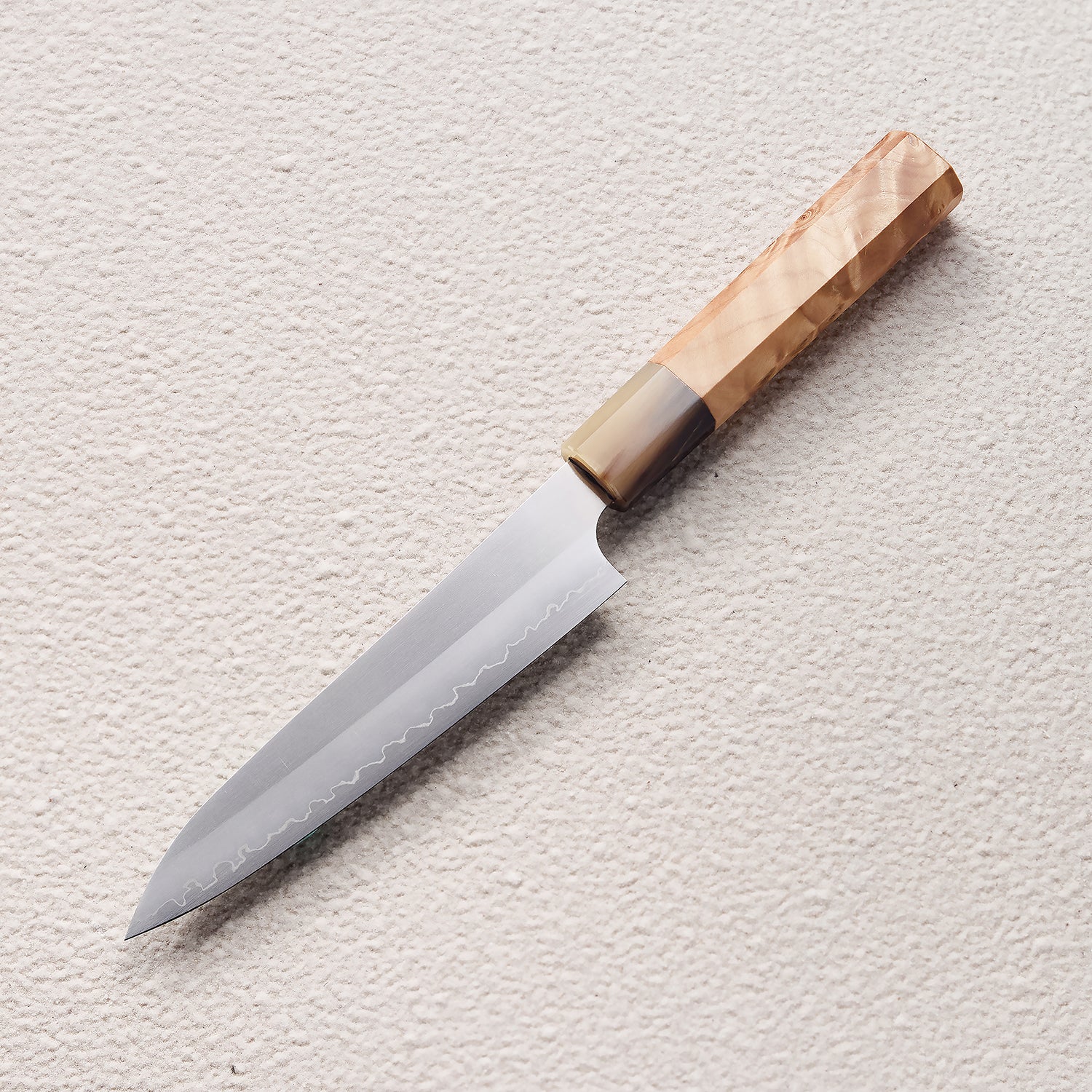 Satin ZDP-189 Petty Knife with Maple Burl & Buffalo Horn Handle 枫木瘤牛角ZDP砂光厨房刀(petty)