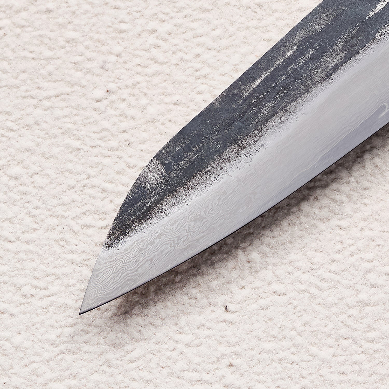 Forged Damascus Kitchen Knife with Colored Wood Handle 彩木锻打大马士革厨房刀