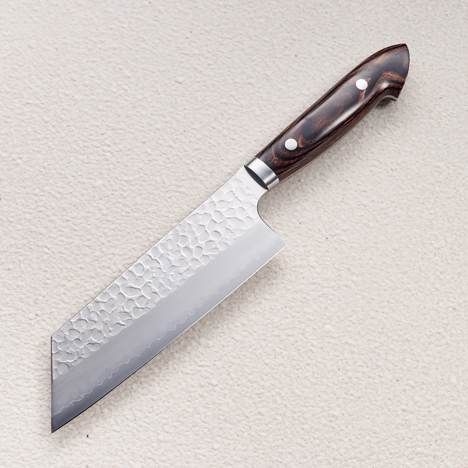 Hammered Ginsan (Silver Steel #3) Bunka Knife with Colored Wood Handle 彩木锤纹银三厨房刀(文化刀)