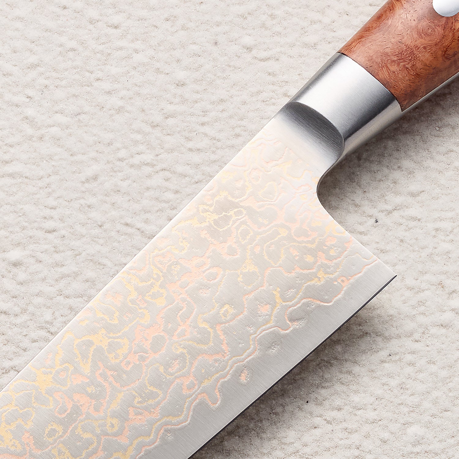 Copper Damascus Gyuto Knife with Iron Sand Handle 砂铁牛刀铜大马士革厨房刀