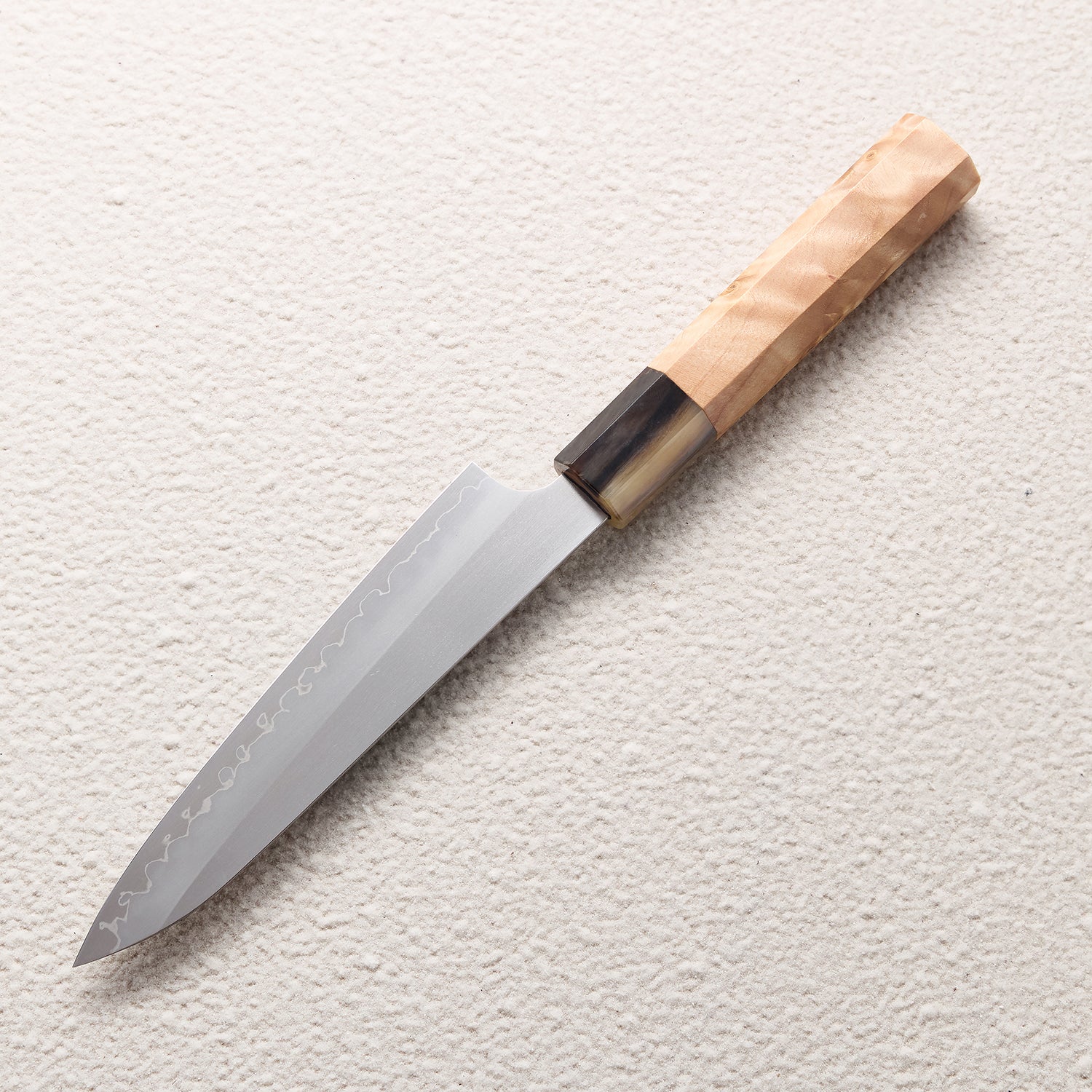 Satin ZDP-189 Petty Knife with Maple Burl & Buffalo Horn Handle 枫木瘤牛角ZDP砂光厨房刀(petty)