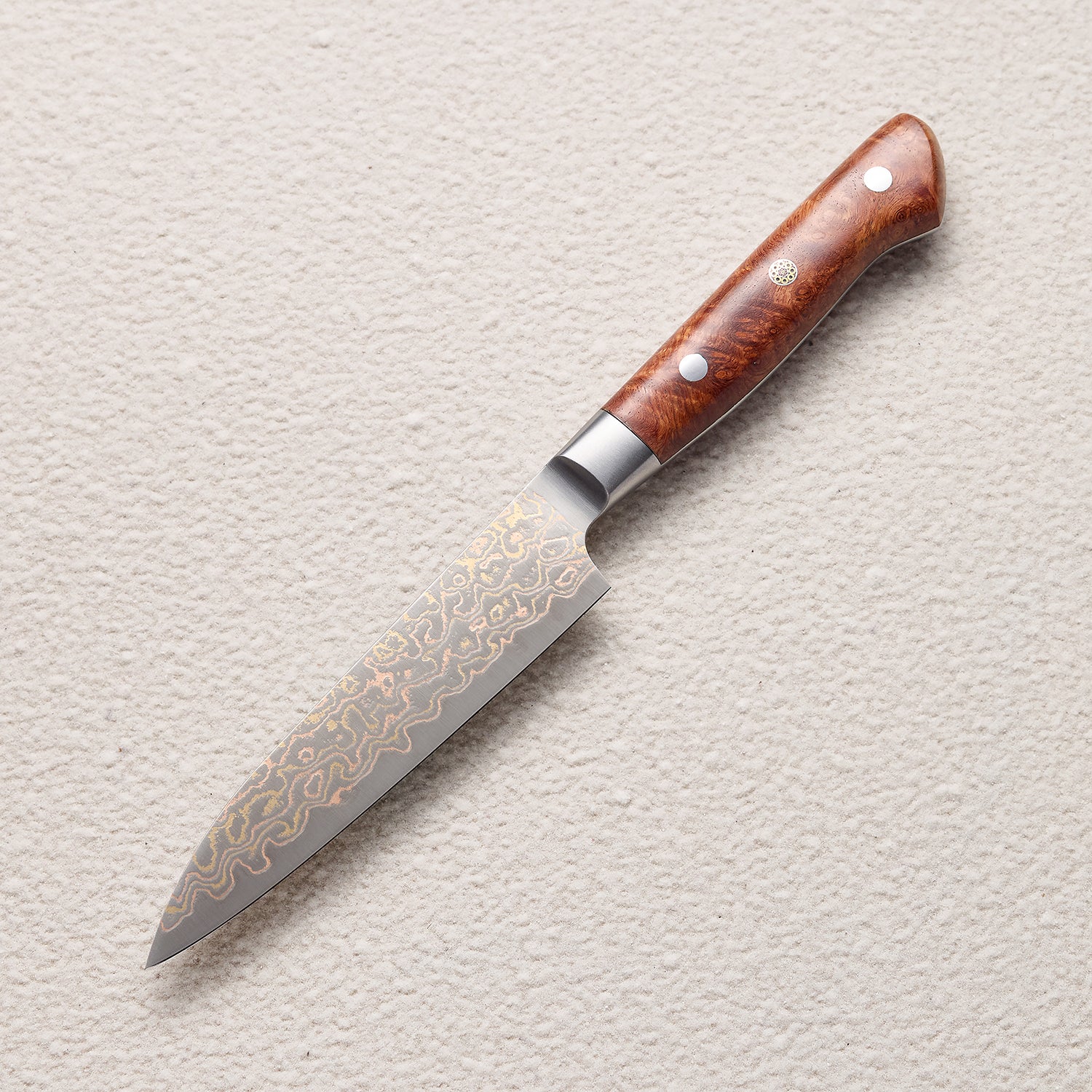Copper Damascus Petty Knife with Iron Sand Handle 砂铁petty铜大马士革厨房刀