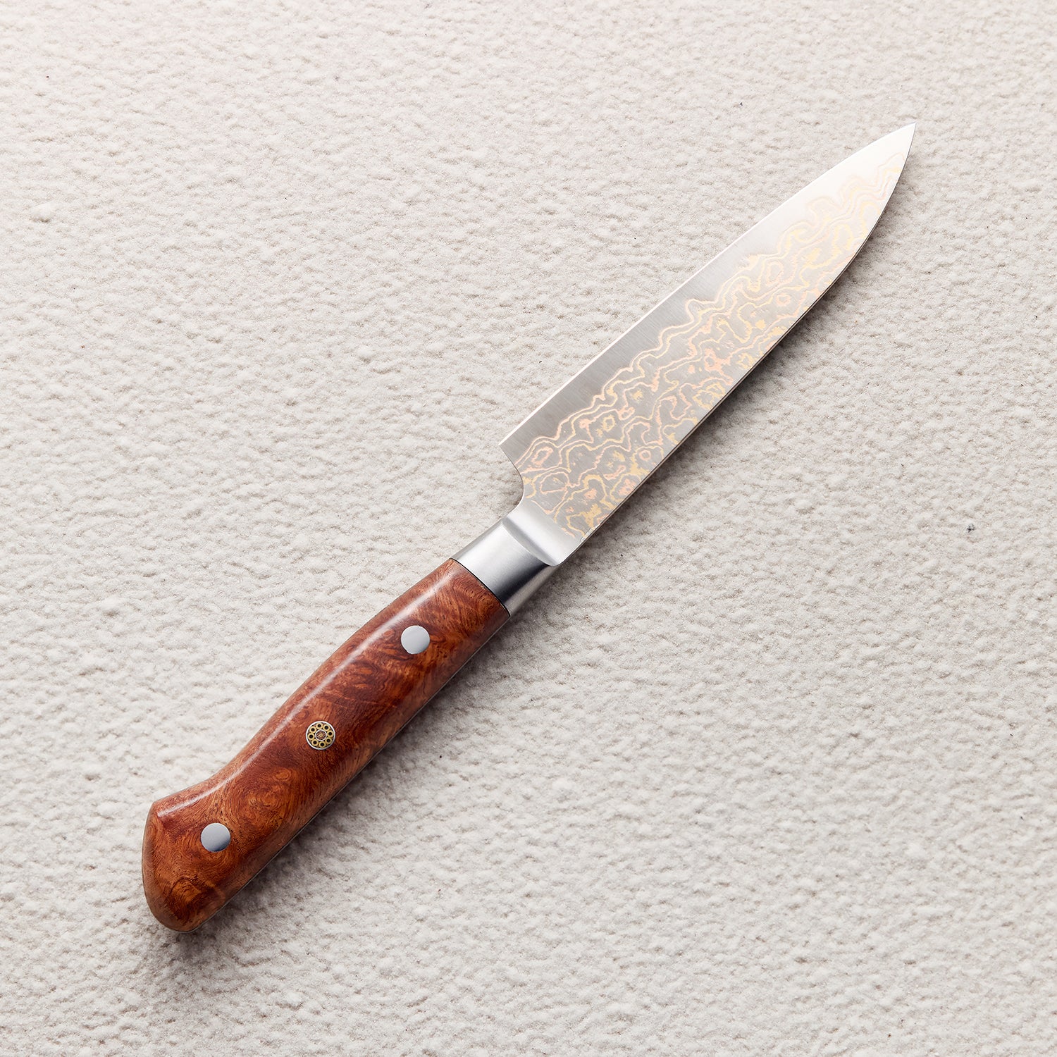 Copper Damascus Petty Knife with Iron Sand Handle 砂铁petty铜大马士革厨房刀