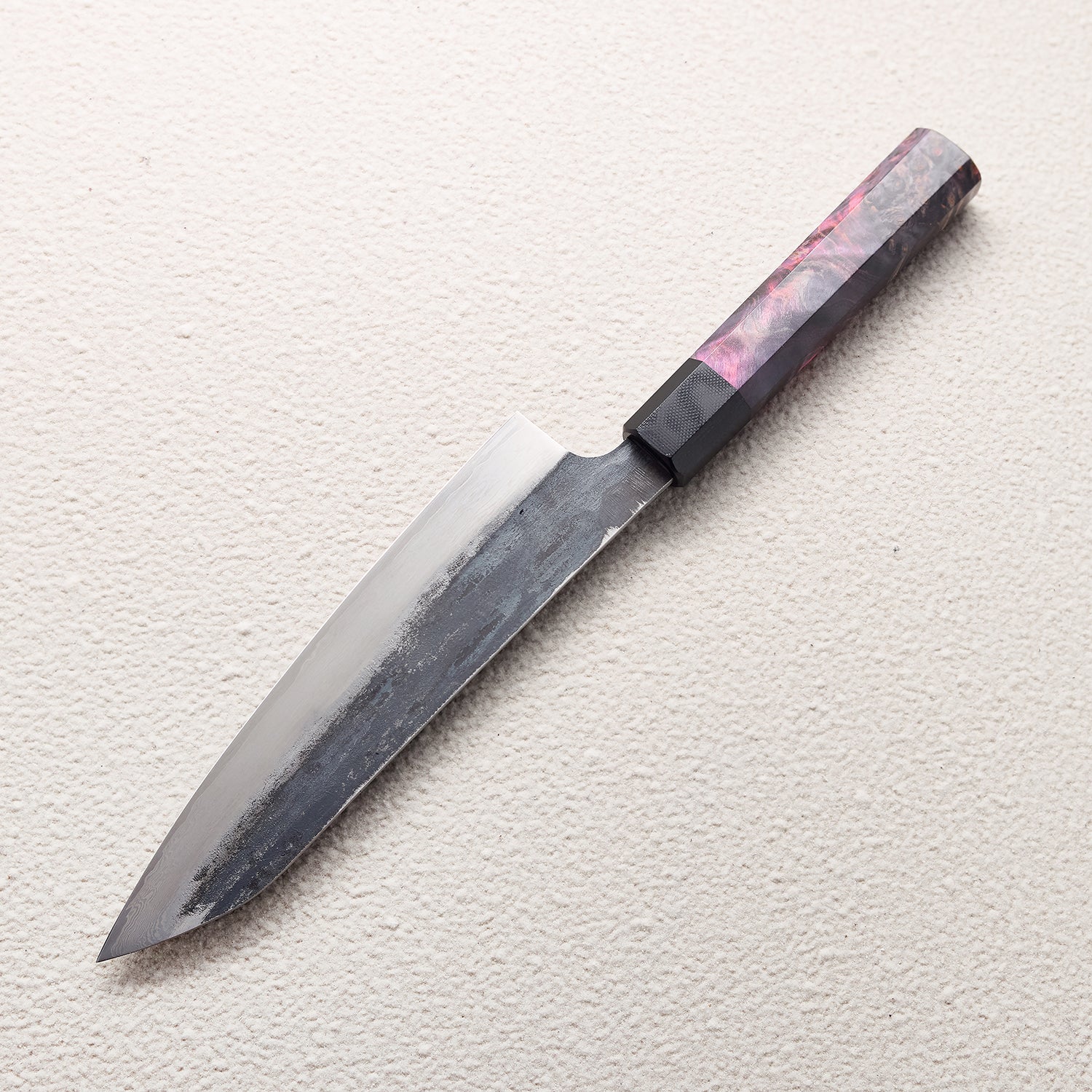 Forged Damascus Kitchen Knife with Colored Wood Handle 彩木锻打大马士革厨房刀