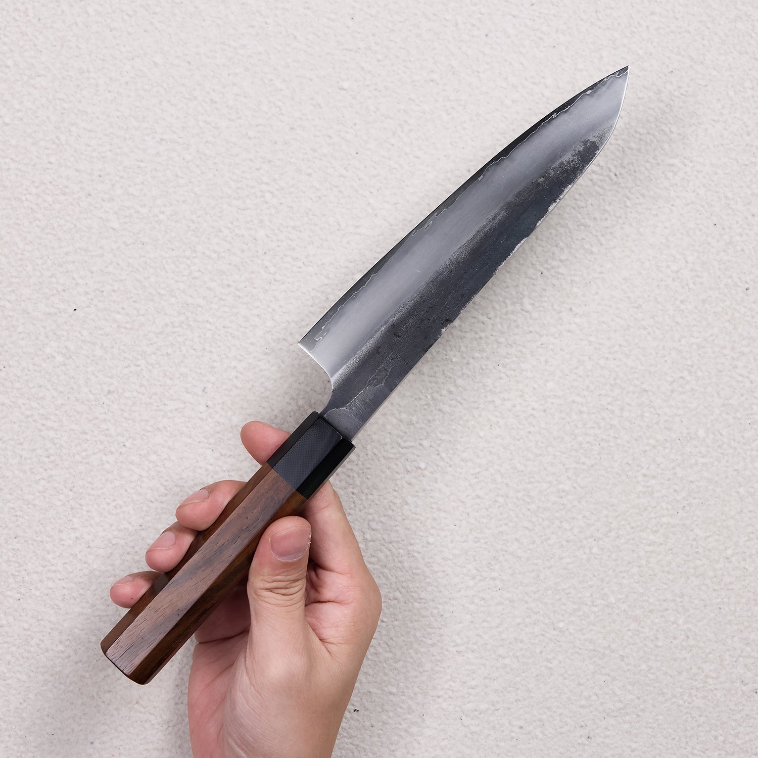Forged Damascus Kitchen Knife with Ebony Wood Handle 黑檀锻打大马士革厨房刀