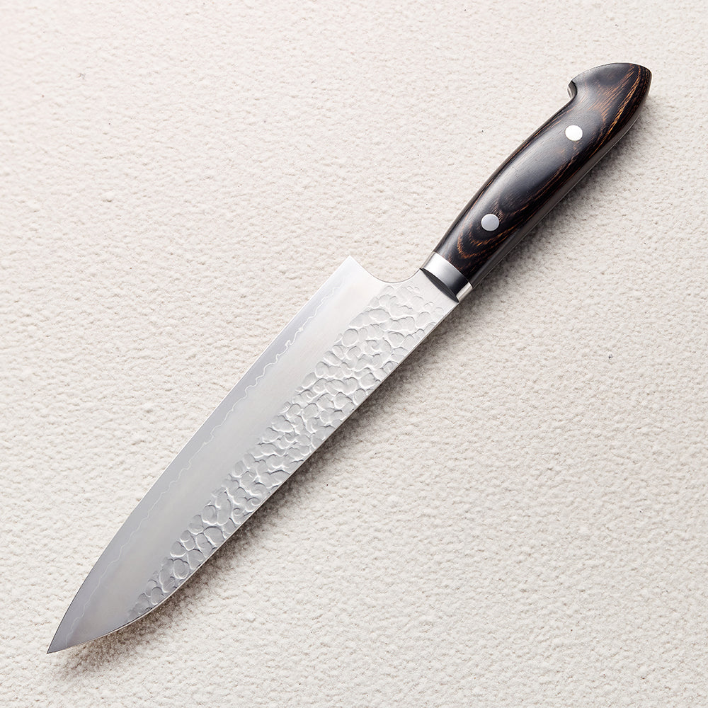 Hammered Ginsan (Silver Steel #3) Gyuto Knife with Colored Wood Handle 彩木锤纹银三厨房刀(牛刀)