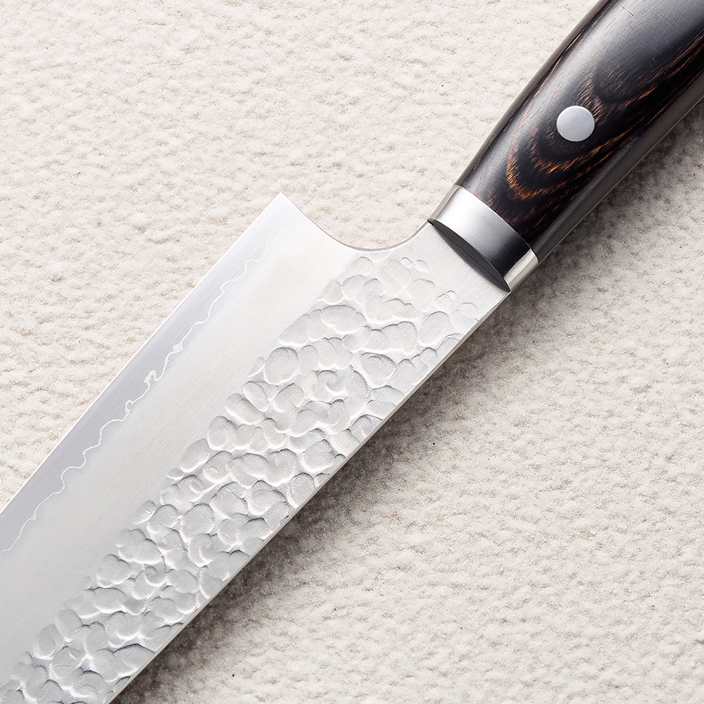 Hammered Ginsan (Silver Steel #3) Gyuto Knife with Colored Wood Handle 彩木锤纹银三厨房刀(牛刀)