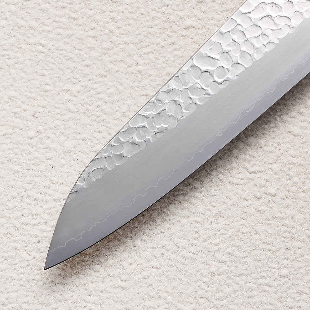 Hammered Ginsan (Silver Steel #3) Gyuto Knife with Colored Wood Handle 彩木锤纹银三厨房刀(牛刀)