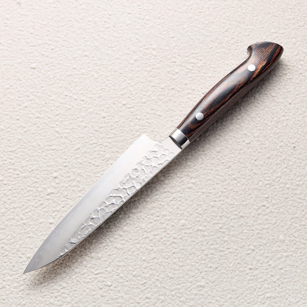 Hammered Ginsan (Silver Steel #3) Petty Knife with Colored Wood Handle