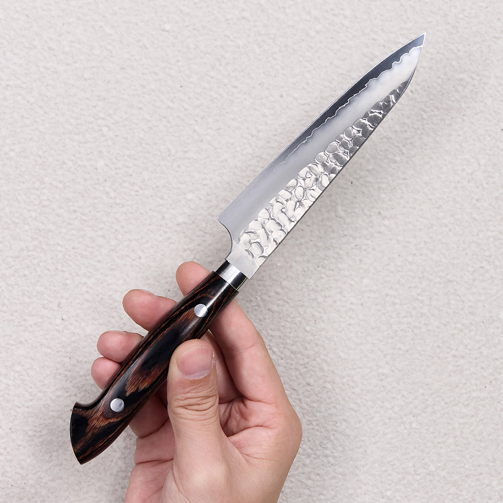 Hammered Ginsan (Silver Steel #3) Petty Knife with Colored Wood Handle