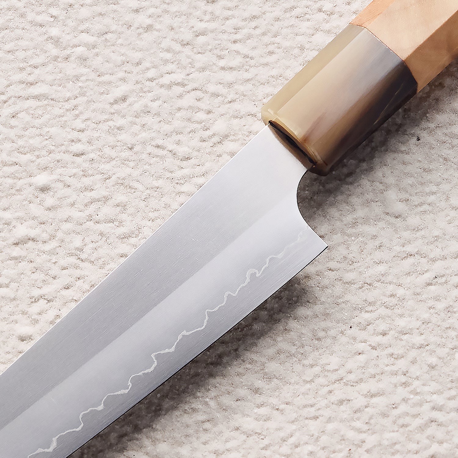 Satin ZDP-189 Petty Knife with Maple Burl & Buffalo Horn Handle 枫木瘤牛角ZDP砂光厨房刀（petty）