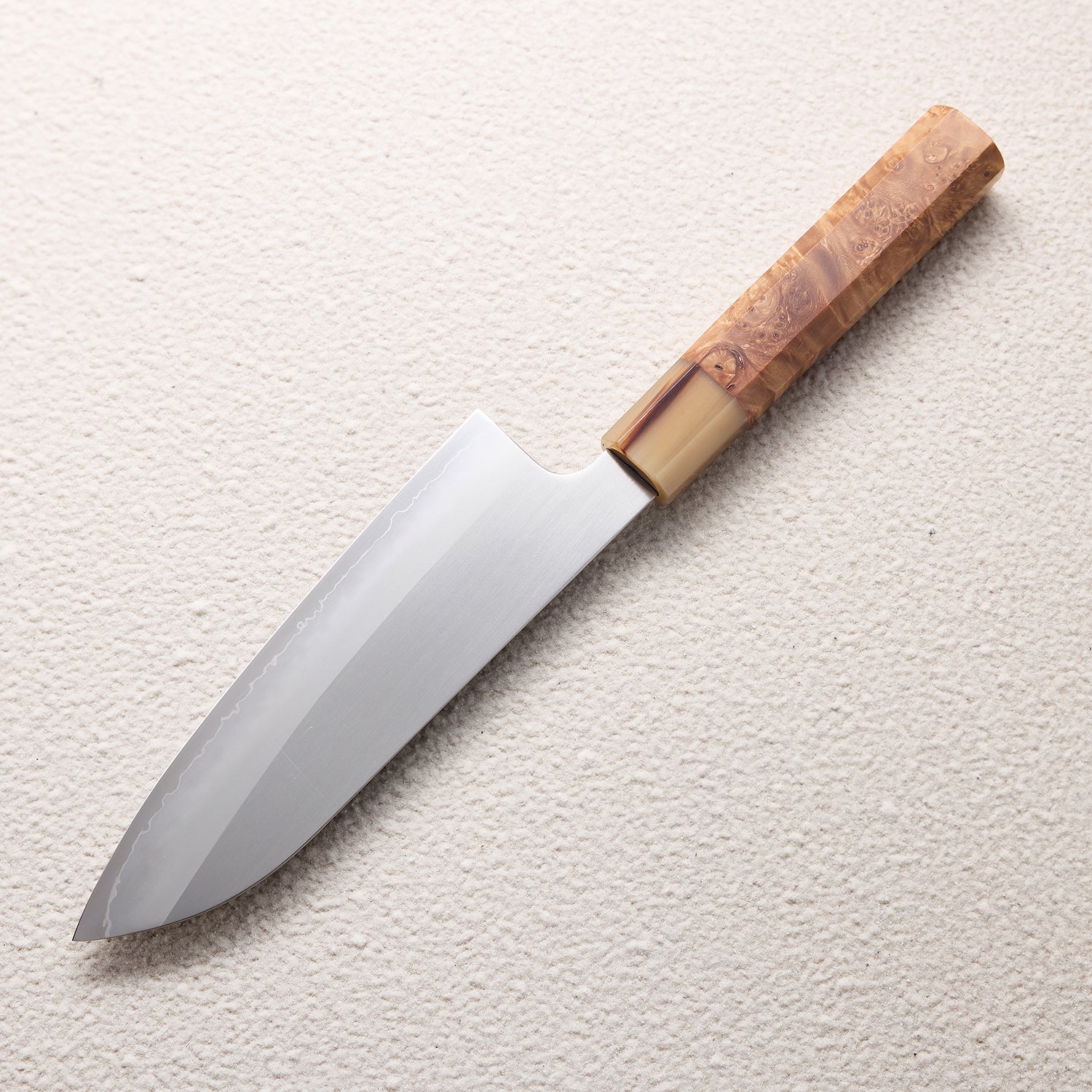 Satin ZDP-189 Santoku Knife with Maple Burl & Buffalo Horn Handle 枫木瘤牛角+zdp砂光厨房刀（三德）