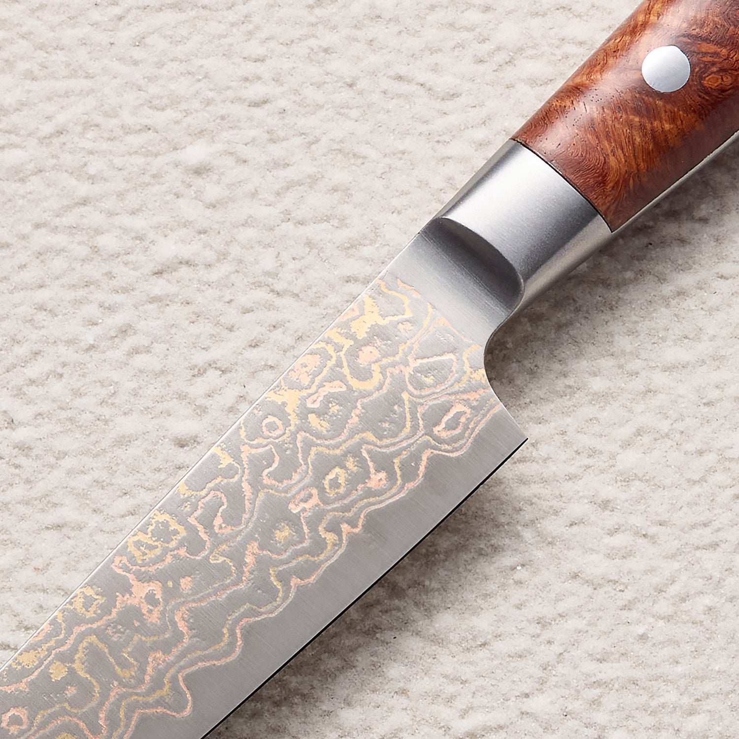 Copper Damascus Petty Knife with Iron Sand Handle 砂铁petty铜大马士革厨房刀