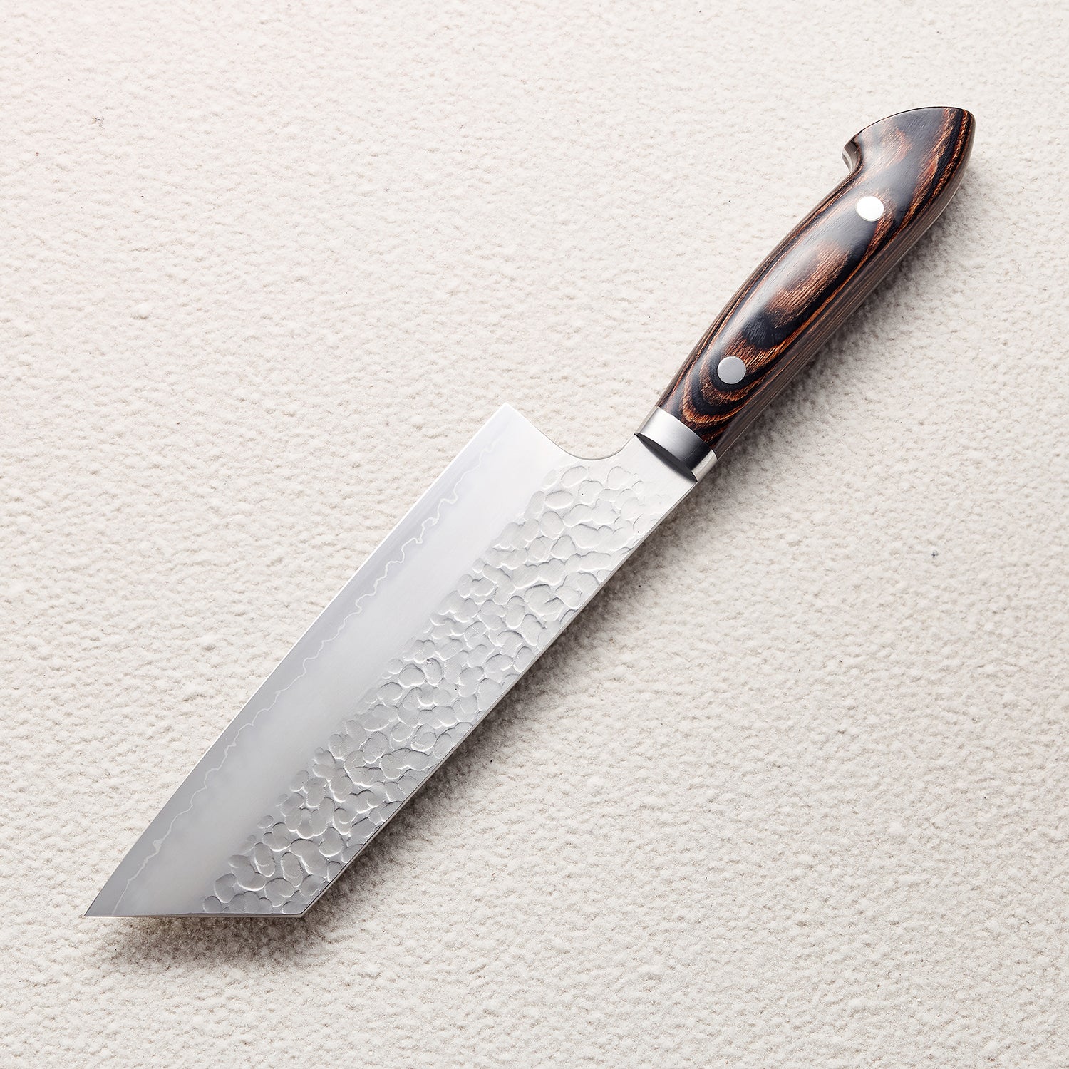 Hammered Ginsan (Silver Steel #3) Bunka Knife with Colored Wood Handle 彩木锤纹银三厨房刀（文化刀）