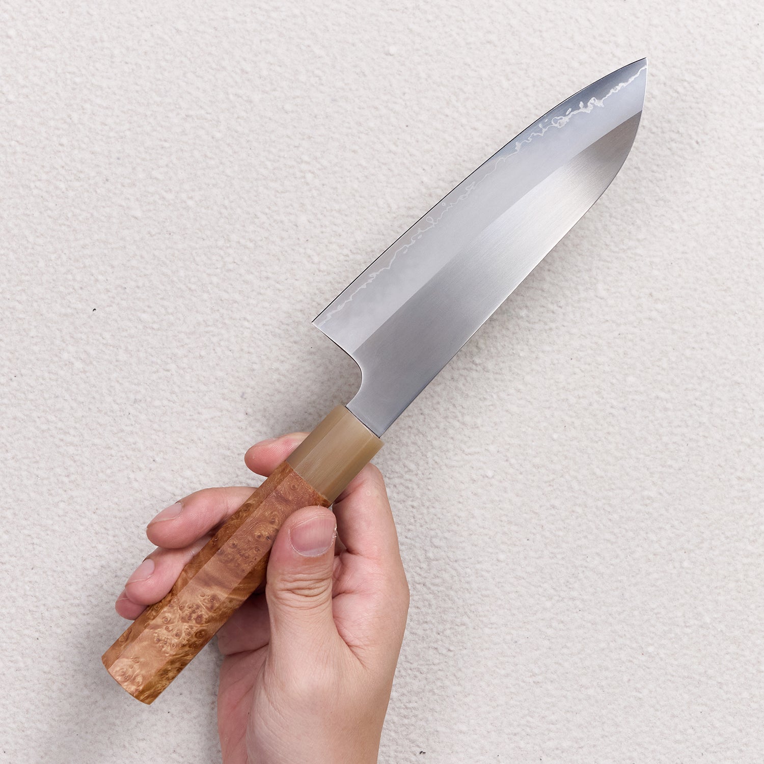 Satin ZDP-189 Santoku Knife with Maple Burl & Buffalo Horn Handle 枫木瘤牛角+zdp砂光厨房刀（三德）