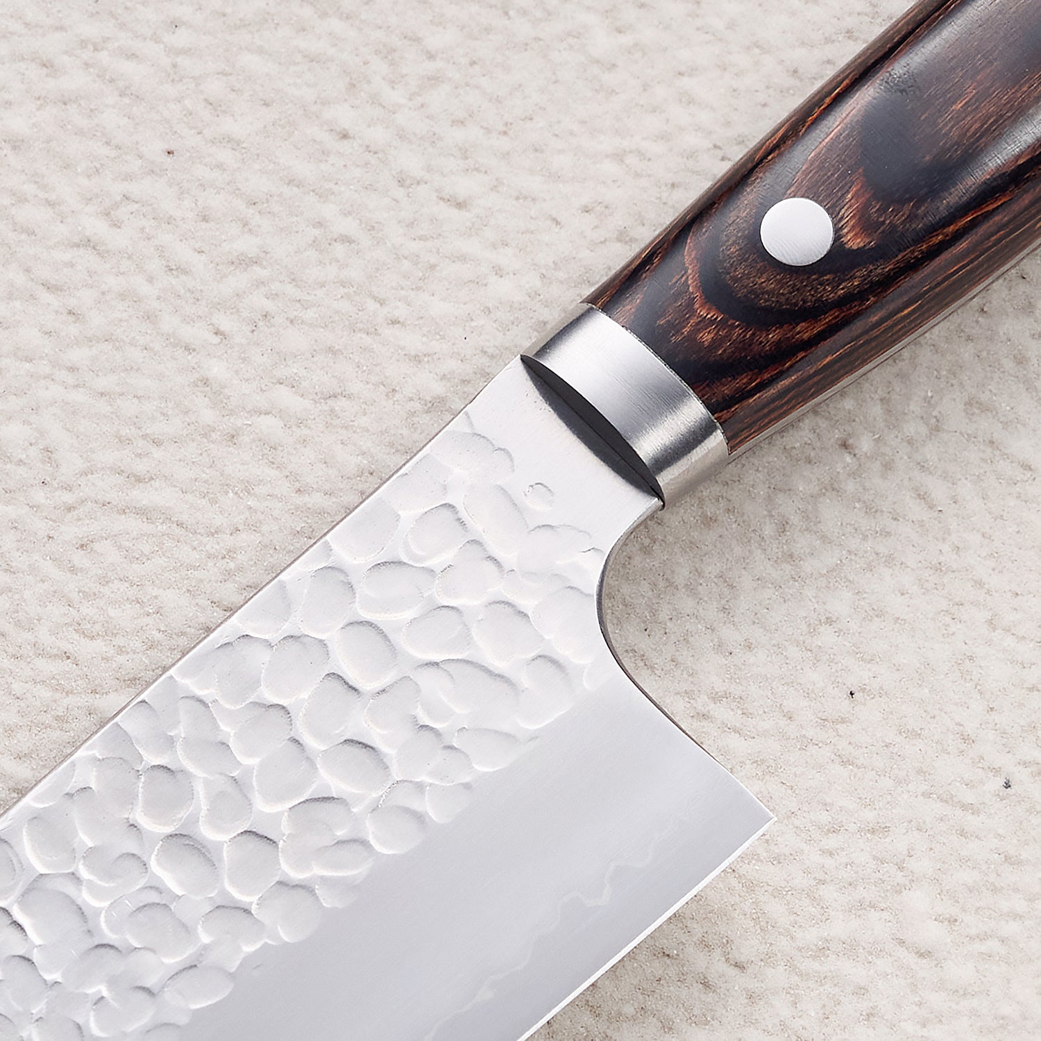 Hammered Ginsan (Silver Steel #3) Bunka Knife with Colored Wood Handle 彩木锤纹银三厨房刀（文化刀）
